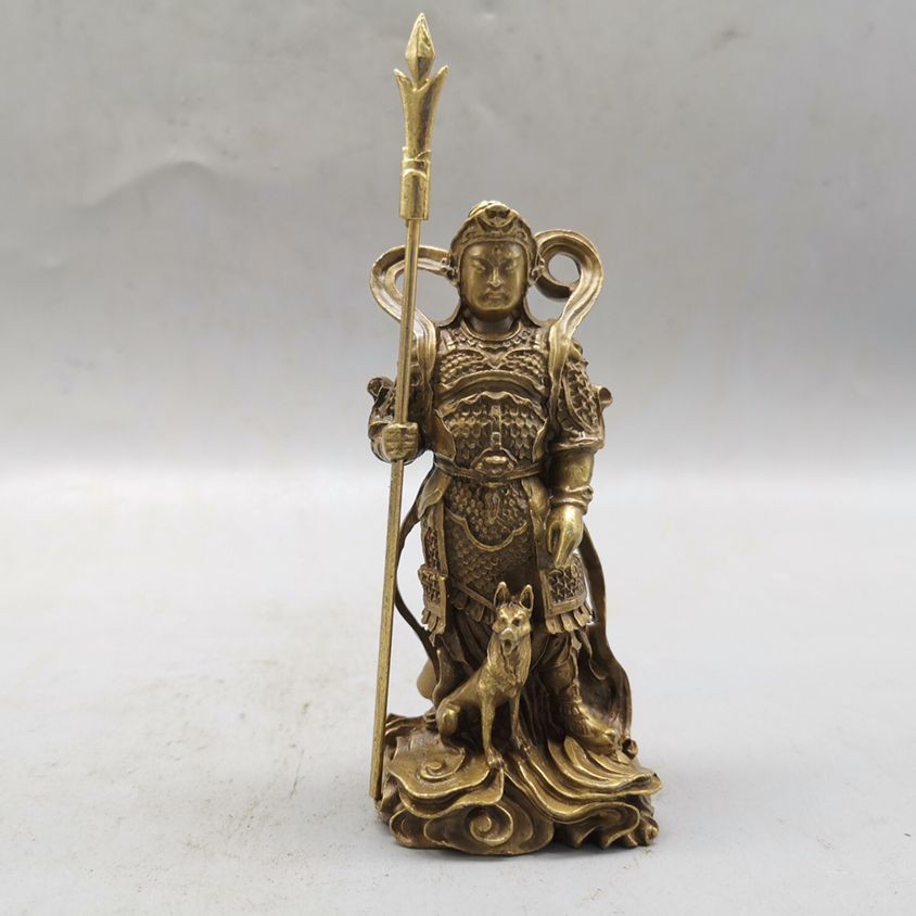 Tượng Phật bằng đồng Erlang Shen Yang Yang Yang Đạo giáo Lang Jun Thần Đồ trang trí cho chó Xiaotian