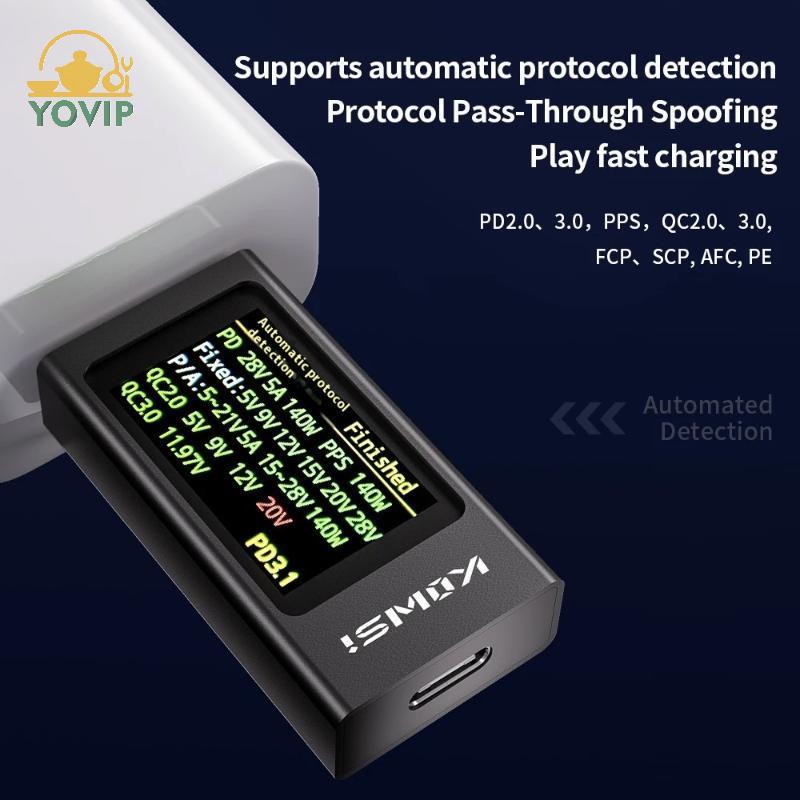 YOVIP KWS-X1 Đa Năng Hiển Thị Kỹ Thuật Số Ampe Kế Điện Áp Type-C Đồng Hồ Đo Điện Thoại Di Động Sạc T