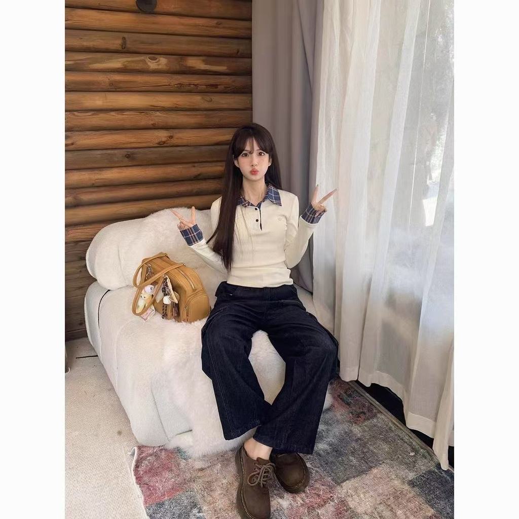 Áo Polo tết giáng sinh thun dài tay nữ giữ ôm body baby tee phong cách Hàn Quốc kẻ sọc mới lạ | BigBuy360 - bigbuy360.vn