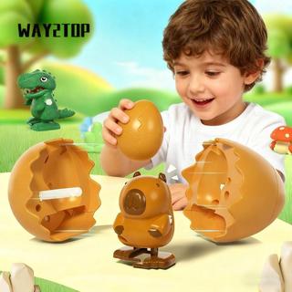WAY2TOP Đồ chơi trứng nhảy động vật đồng hồ, Đồ chơi leo núi đi bộ khủng long Capybara Wind-up, Đồ chơi xếp nếp hoạt hình