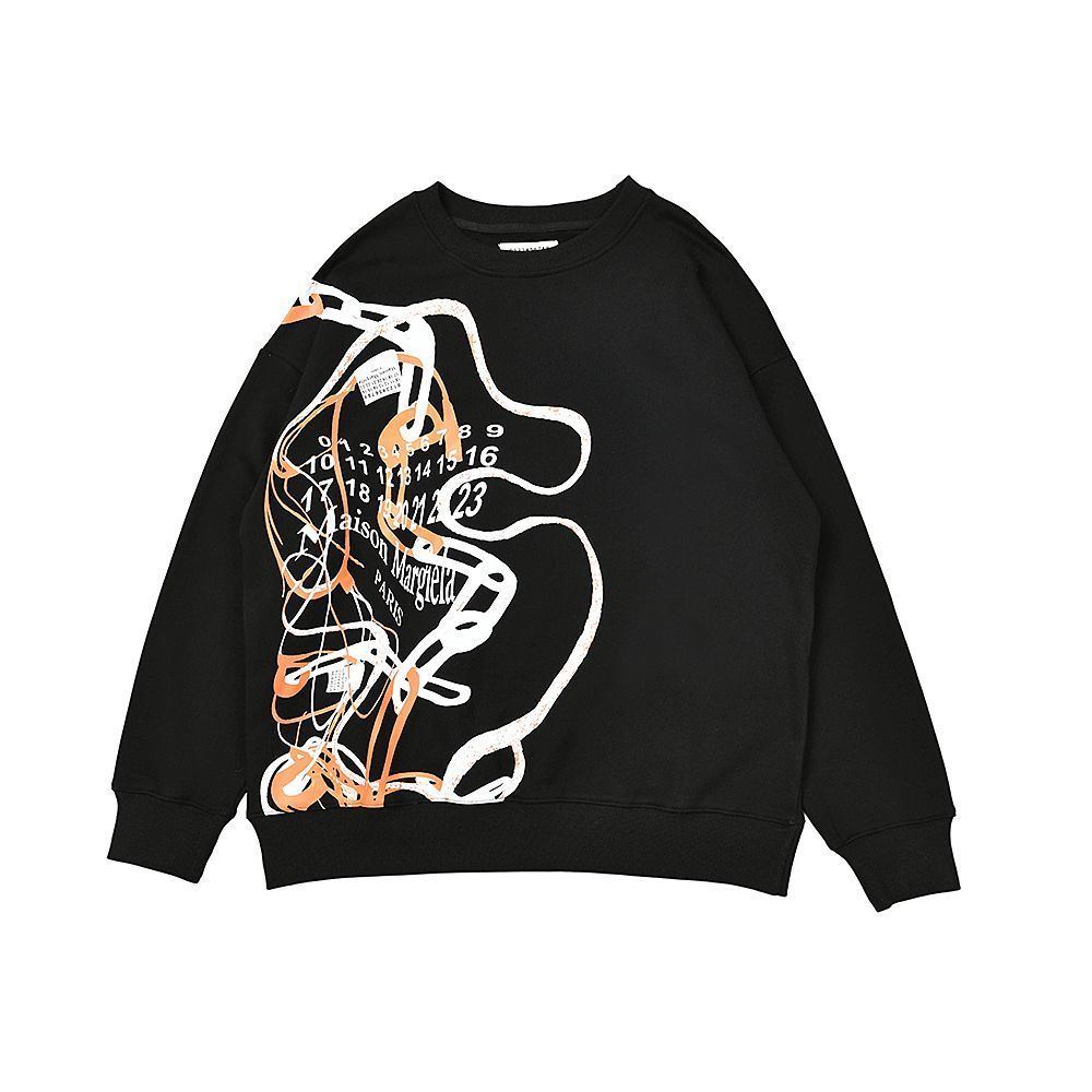 Ngoại Thương MM6 Gila Áo Terry Cổ Tròn In Hình Phong Cách Mới