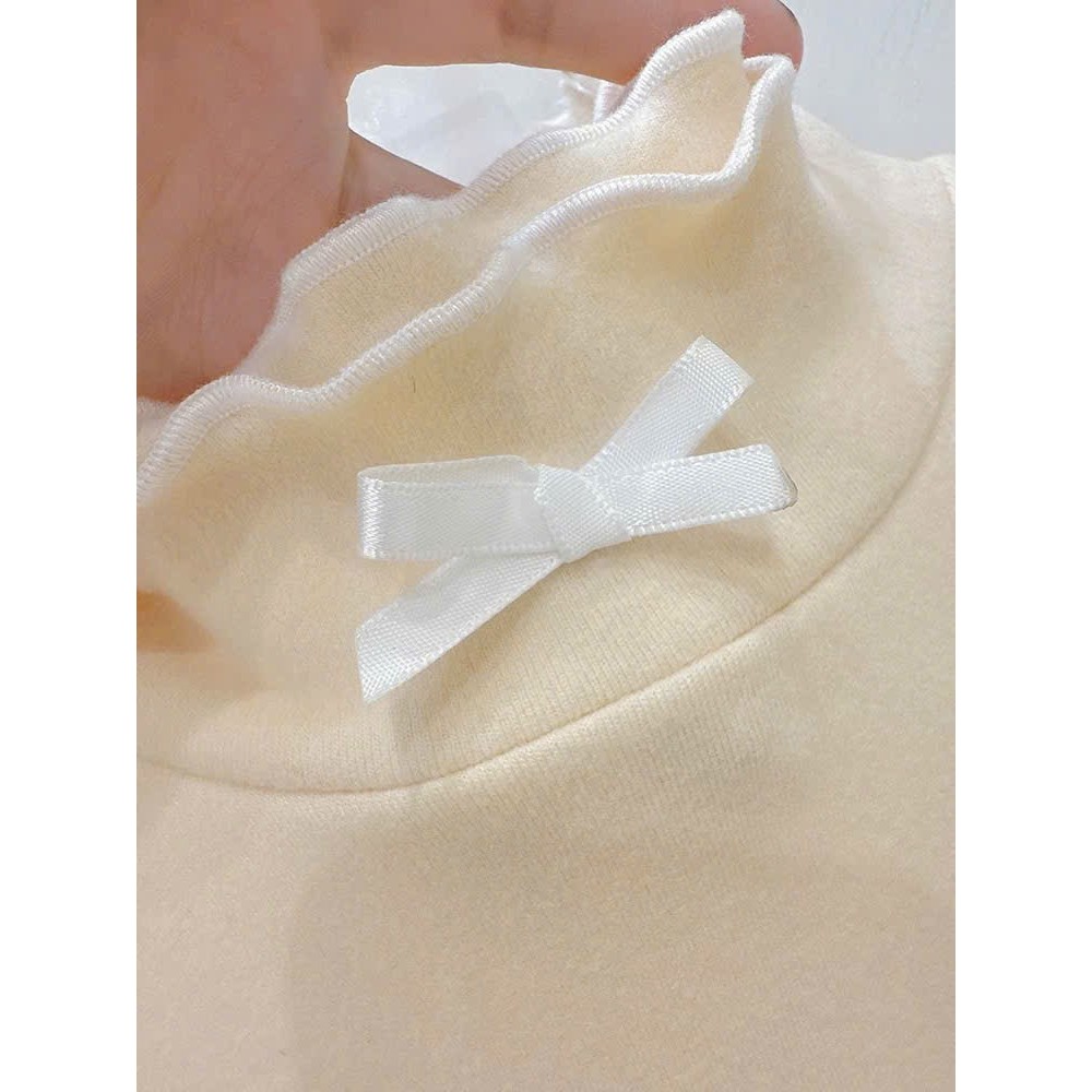 (Hàng QC) Áo Giữ Nhiệt Lông Thỏ Cổ Cao Hai Lớp Nhún Bèo Đính Nơ Xinh Xắn T105 - T2 Fashion | BigBuy360 - bigbuy360.vn