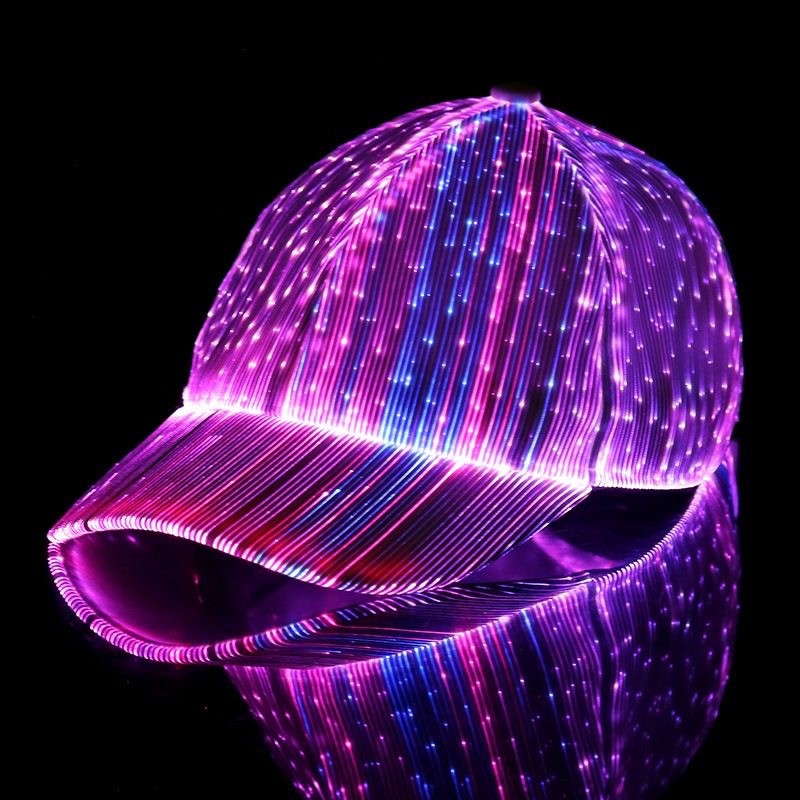 Đèn Led Sợi Quang Dạ Quang Nắp Thanh Đĩa Dạ Quang Mũ Bóng Chày Hip Hop Flash Cap Sạc