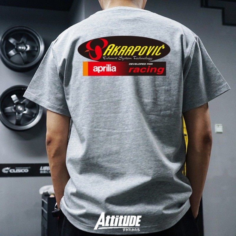 Hàng sẵn có Thái độ Akrapovič Xả Aprilia Racing In Áo thun nam Moto Racing Style Cotton Chất lượng c