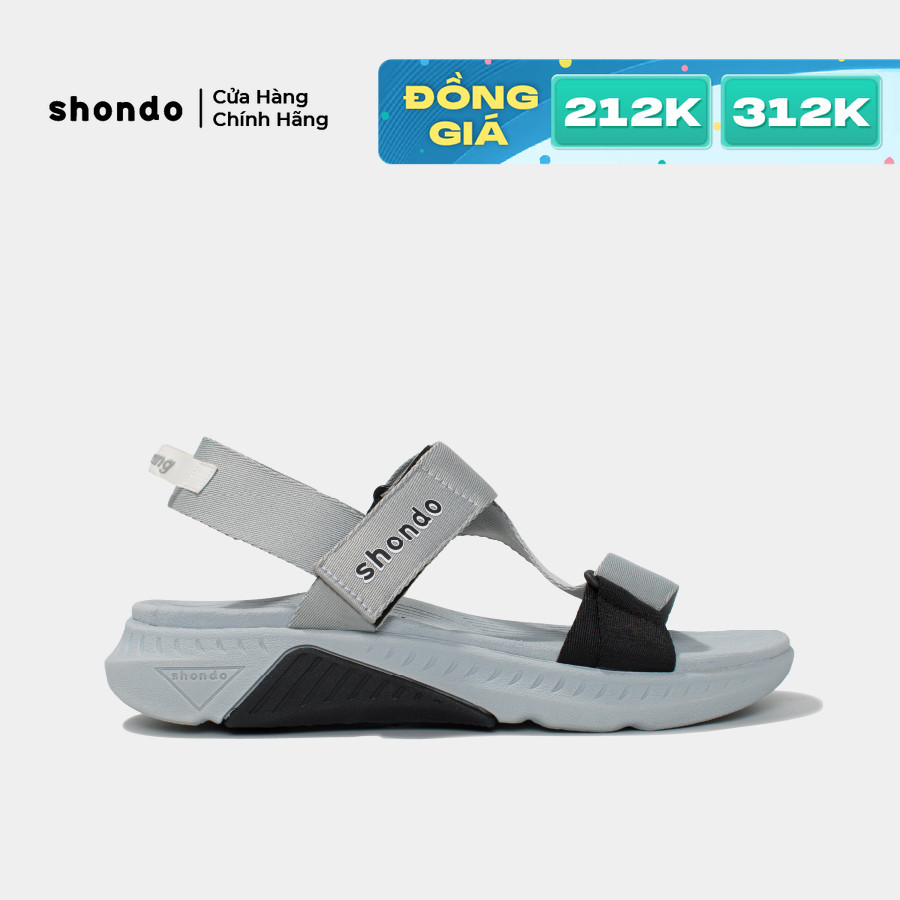 Giày Sandal Nam Nữ Shondo F7R Đế Phylon Cao 5cm Xám Phối Đen F7R1020