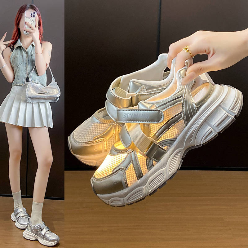 Phiên Bản Hàn Quốc Velcro Bố Giày Nữ 2026 Mùa Hè Sinh Viên Thể Thao Chạy Bộ Giày Đế Dày Tăng Chiều C