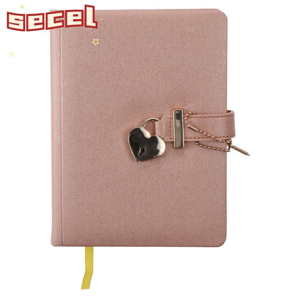 Nhật ký SECEL, với Key B6 Notebook, 144 tờ Văn phòng phẩm Khóa hình trái tim Bao da PU Secret Notebo