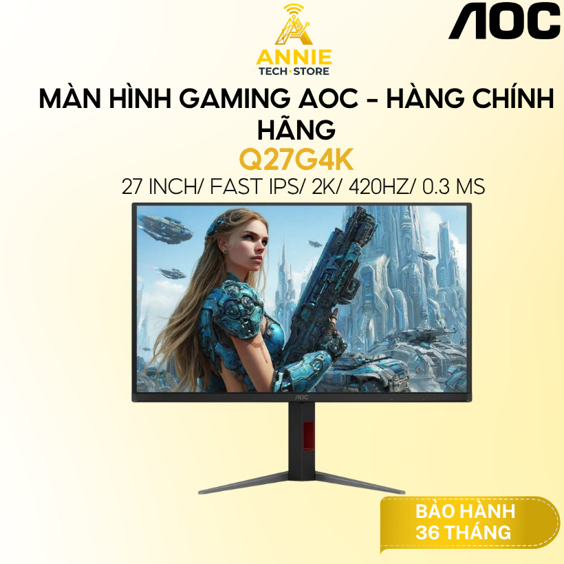 Màn hình Gaming AOC Q27G4K (27 inch/ Fast IPS/ 2K/ 420Hz) - Hàng chính hãng