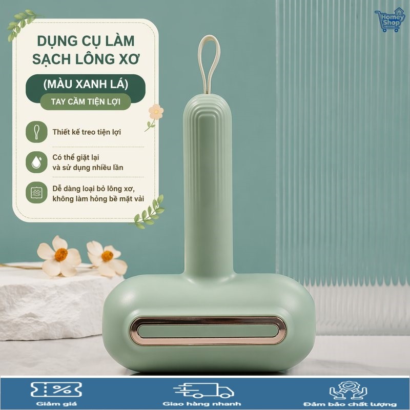 Con lăn bụi silicon tái sử dụng, làm sạch lông chó mèo trên quần áo, ga giường, sofa, có tay cầm tiệ