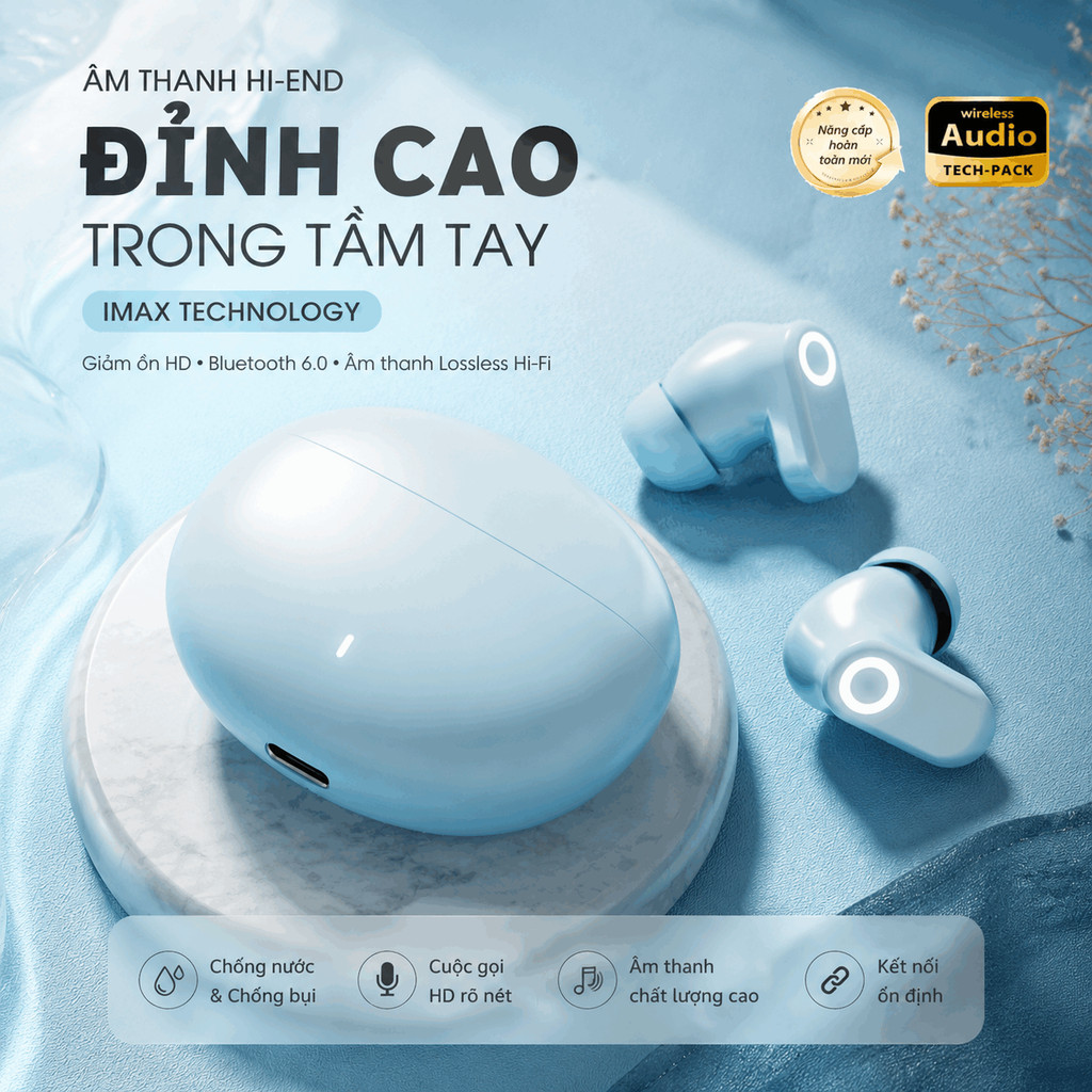 Tai ngheTWS mới Công nghệ âm thanh không gian ACS Pin 360 độ Sử dụng siêu dài Liền mạch Tương thích 