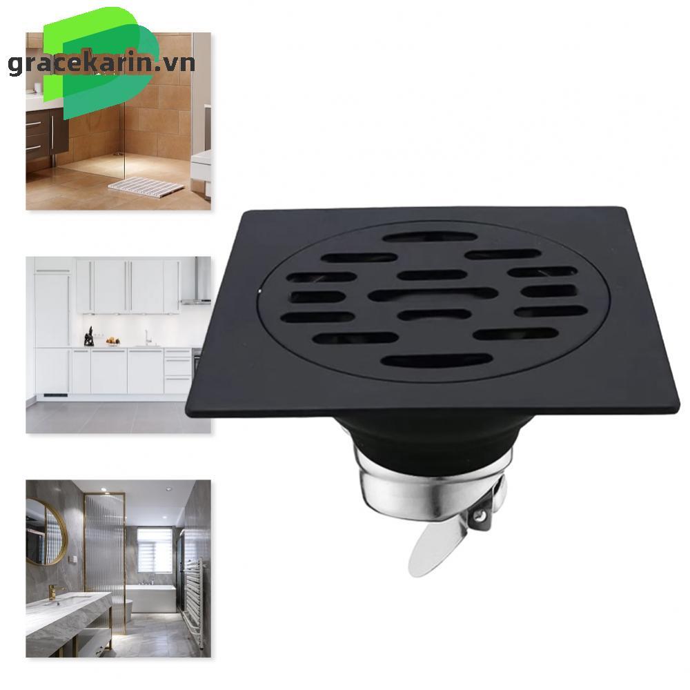 [GRCEKRIN-VN]Floor Drain Stainless Steel 10*10cm Black Floor Drain Floor Drain Cover