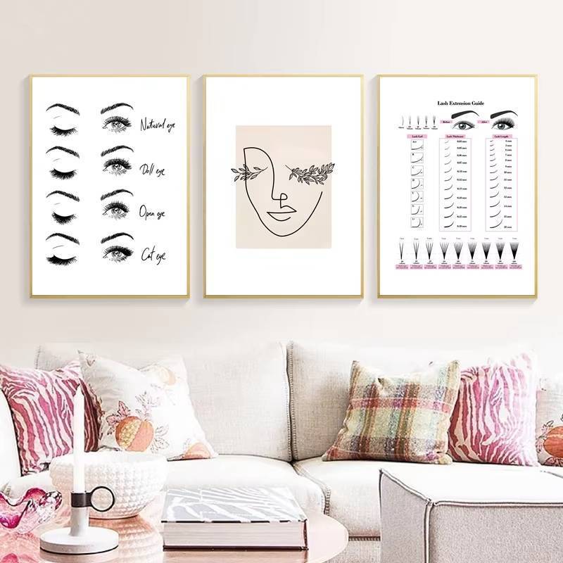 Eyelash Extensions Modern Nordic Beauty Salon Canvas Poster Makeup Wall Art Print Decor For Girls Ro