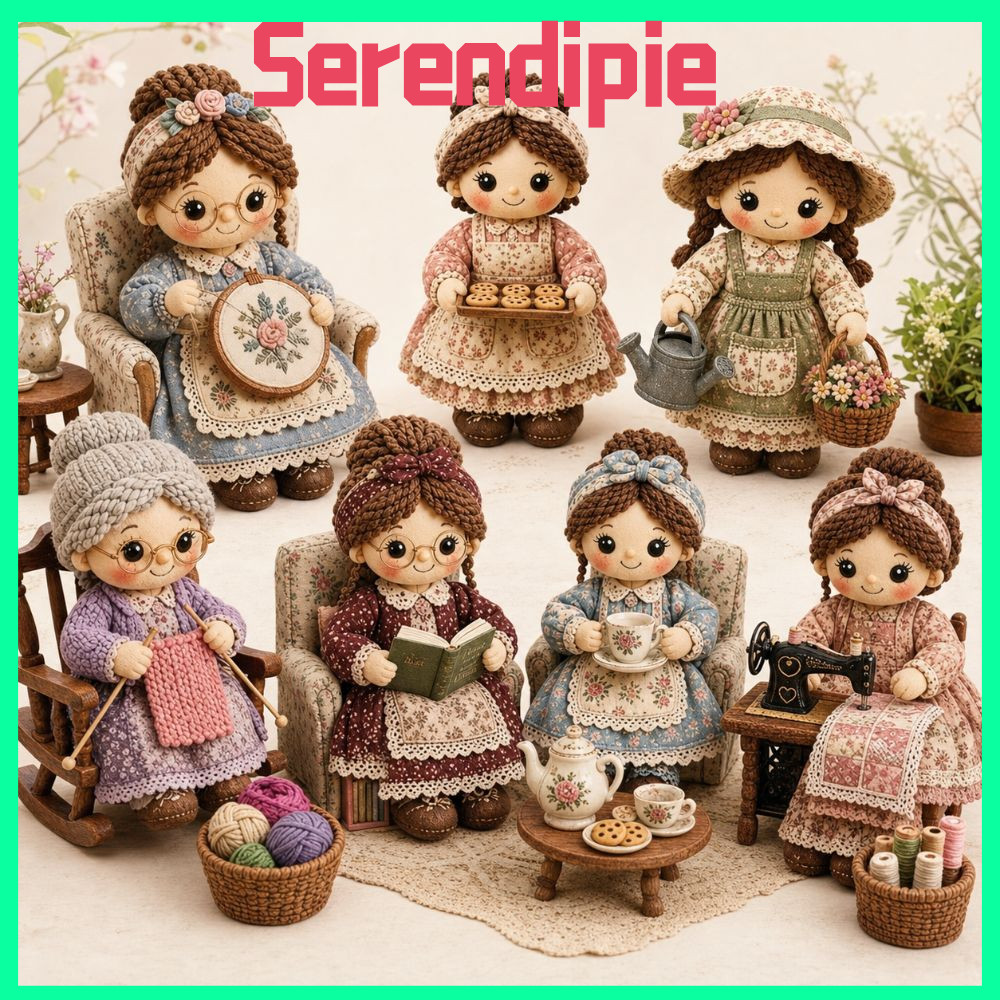 SEENDIPIE DIY Felt Doll Kit, Baking Girl Gardener Thêu Girl May Lady Patchwork DIY Collection Kit, Đ