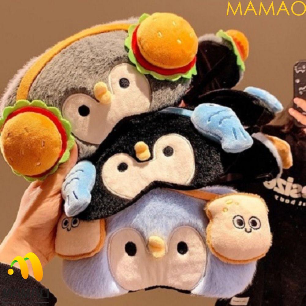 MAMAO Furry Penguin Eye Shade, Mặt nạ mắt ngủ hình chim cánh cụt co giãn, Kawaii Cartoon Kawaii Soft