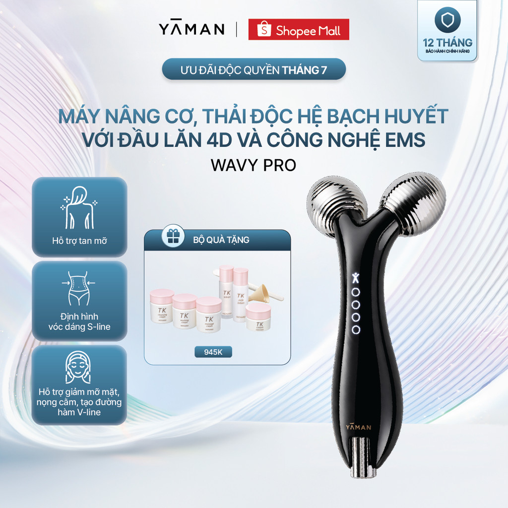 [MUA 1 TẶNG 1] Máy nâng cơ thải độc hệ bạch huyết YAMAN với đầu lăn lốc xoáy 4D Extra và công nghệ E