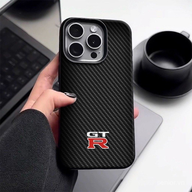 Ốp Điện Thoại Mới Họa Tiết Da Logo Ô Tô Giả Sợi Carbon Thích Hợp Cho iPhone 12 13 14 15 promax 16pro