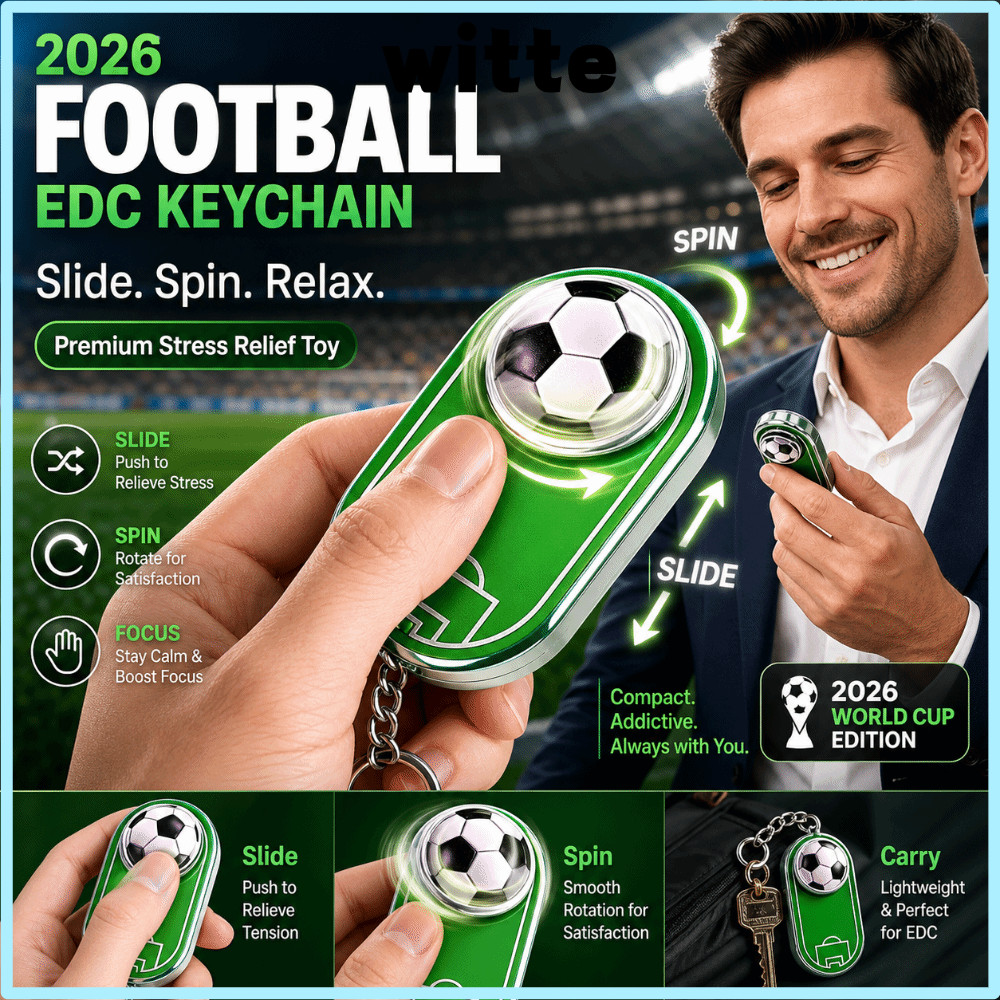 WITTE Football Fidget Slider Móc khóa, Chống lo âu Xoay EDC Thẻ đẩy Đồ chơi Fidget, Vòng chìa khóa G