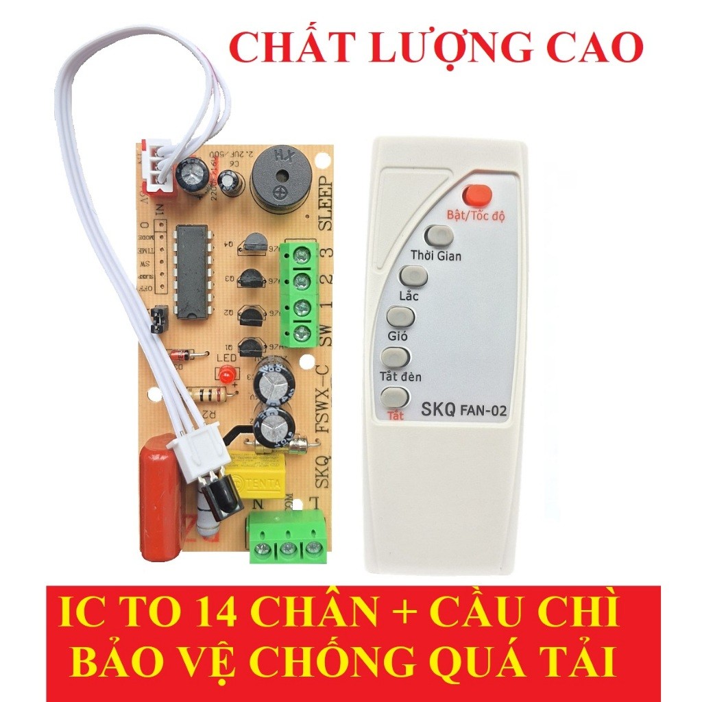 [TIẾNG VIỆT IC 14 CHÂN CÓ CẦU CHÌ ] Bộ mạch và điều khiển từ xa dành cho quạt bàn quạt treo tường qu