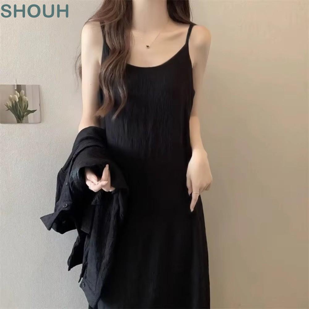 Đầm dáng rộng SHOUH, Đầm maxi Cami dáng rộng phong cách Pháp, Đầm maxi không tay dài thời trang, Váy