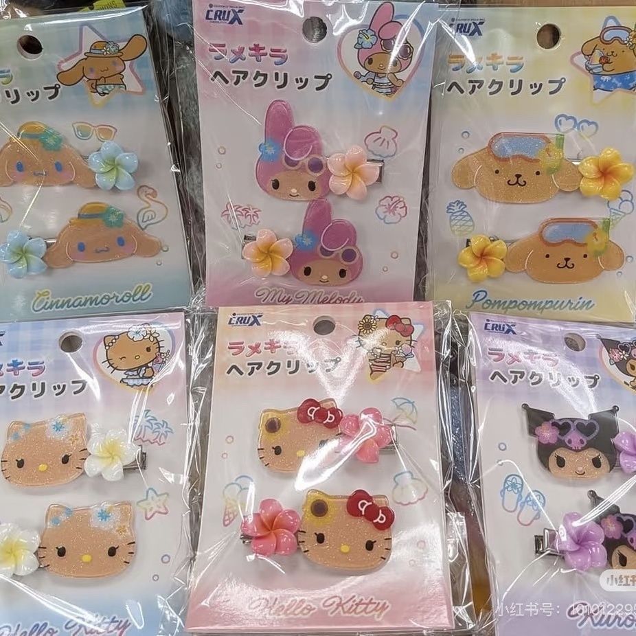 Hawaii kitty Chống Nắng Sanrio Kẹp Tóc Hello kitty Kuromi Melody Ngọt Ngào Dễ Thương Kẹp Tóc