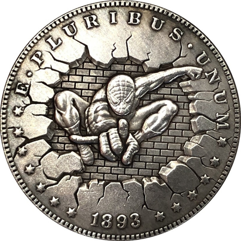 1893-S American Morgan Coin Wanderer Coin Spiderman Antique Silver Coin Craft Play Collection 7 / 26