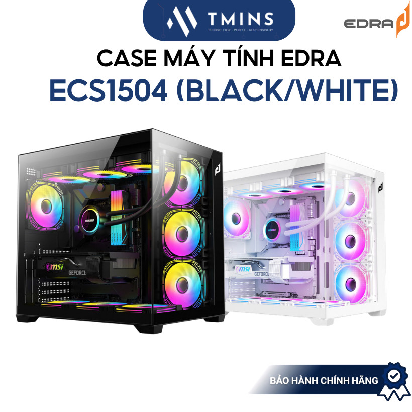 Vỏ case  máy tính EDRA ECS1504 - (BLACK/WHITE) - Hàng chính hãng.