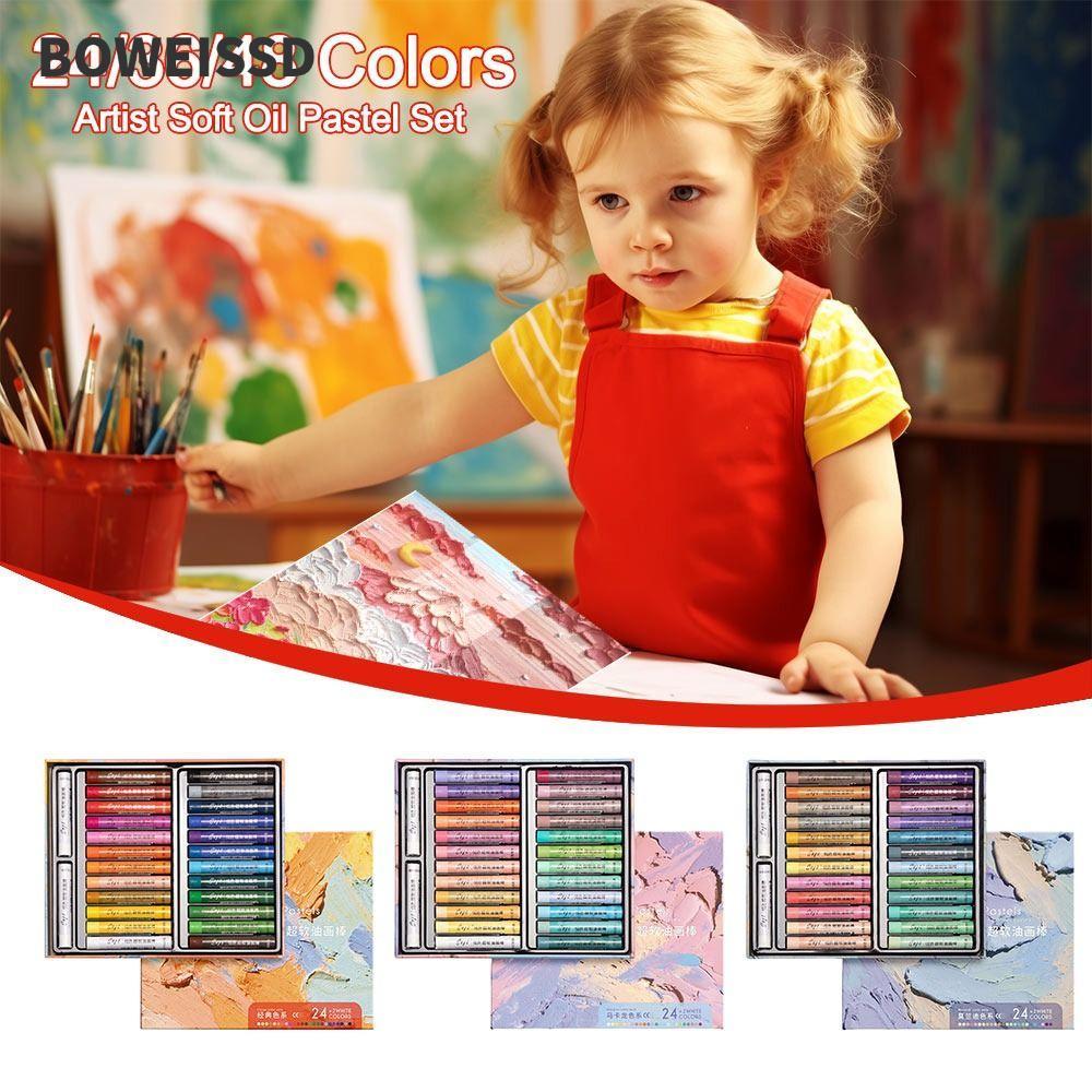 Bút chì vẽ tranh BOWEISSD, Bộ Pastel dầu mềm nghệ sĩ an toàn chuyên nghiệp, Quà tặng 24 / 36 / 48 mà
