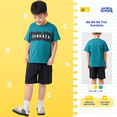 Bộ Đồ Bé Trai YODY set áo thun quần Form Ovesized In Tràn Ngực Áo BCST26S004