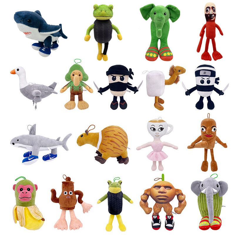 Mới Tung Tung Tung Saur Ý Brainrot Tralaelo Tralala Động Vật SHARK Anime Sang Trọng Plushie Peluches
