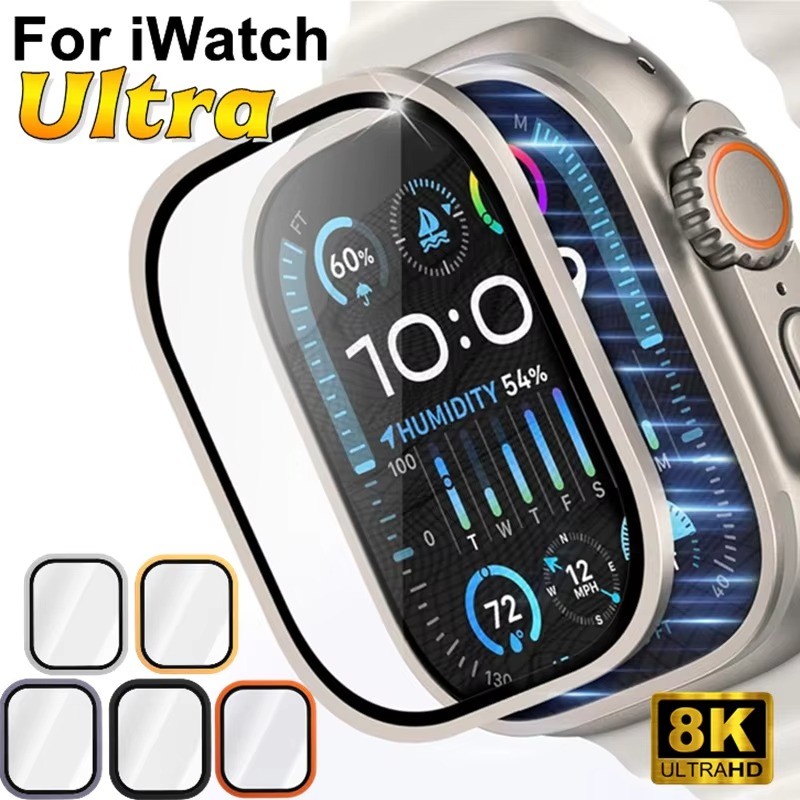 Dành Cho Apple Watch Ultra3 Ultra2 Kính Cường Lực Siêu + Hợp Kim Titan Khung Kim Loại Phim Cho Apple
