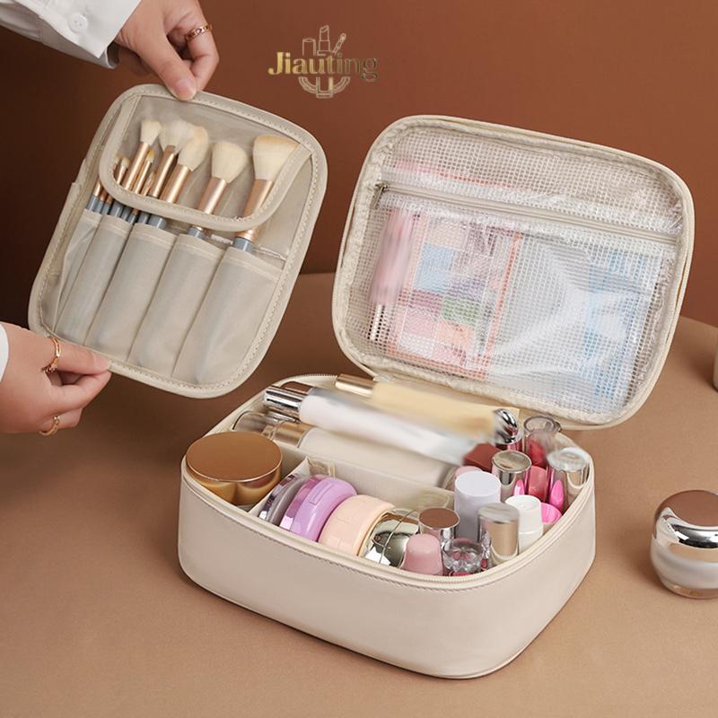 Jiauting 3 Trong 1 Túi Đựng Trang Điểm PU Di Động Dung Tích Lớn Giặt Đa Năng Túi Đựng Mỹ Phẩm Chia T