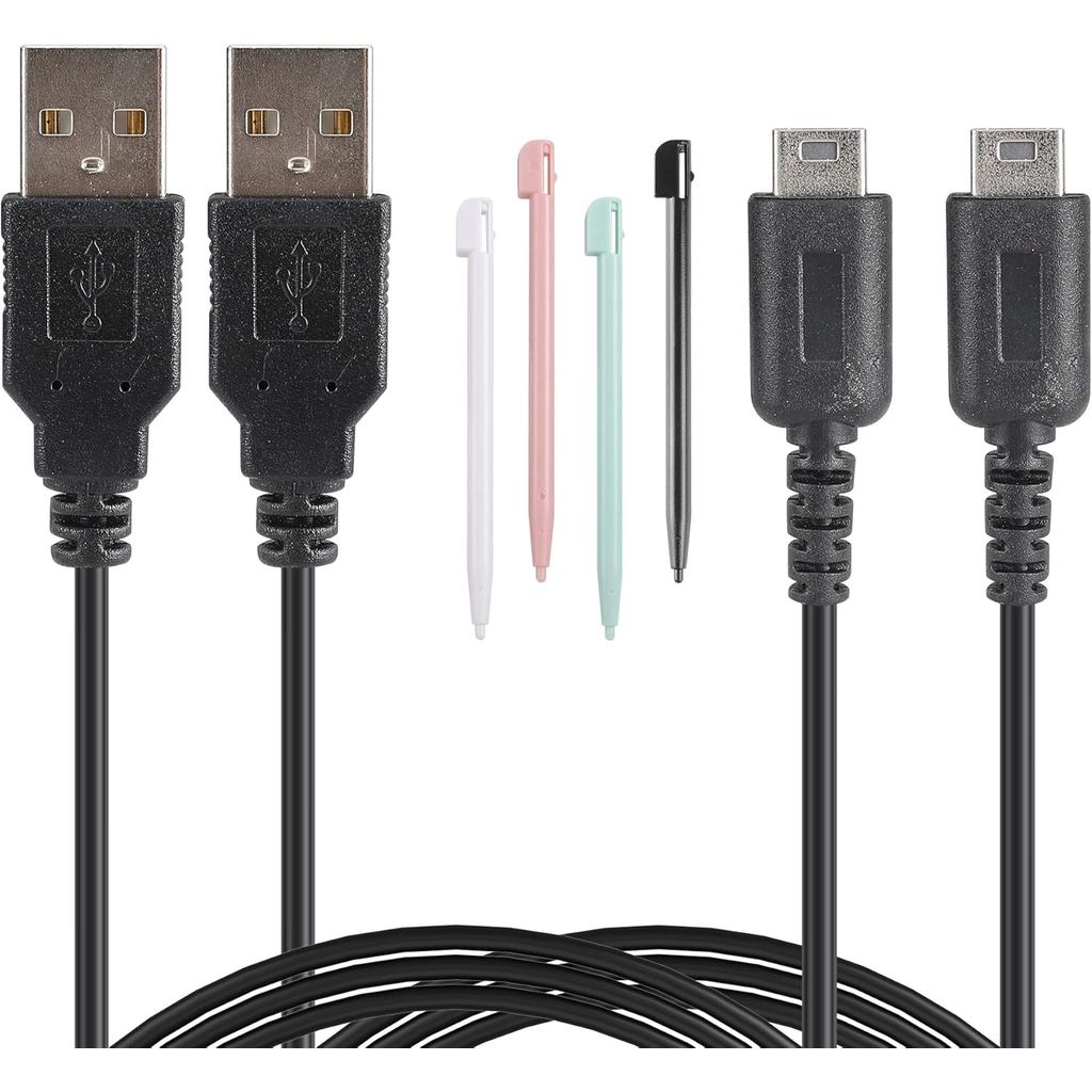 Bộ cáp sạc USB CSTEVN DS Lite, 2 dây sạc 3,9ft và 4 bút cảm ứng Tương thích với Nintendo DS Lite (CH