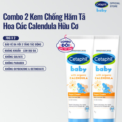 Combo 2 Kem chống hăm tã dịu lành CETAPHIL BABY DIAPER CREAM CALENDULA 70G
