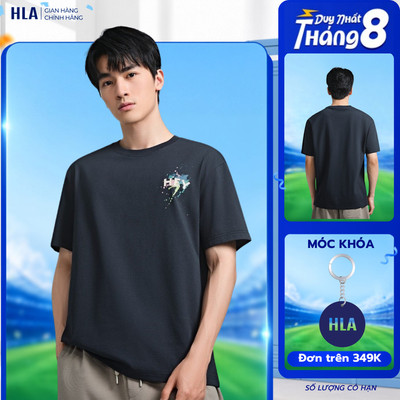 [TẶNG ÁO ĐƠN TỪ 1M5] Áo thun nam HLA tay ngắn màu xanh navy - Ice feeling, thoáng & co giãn