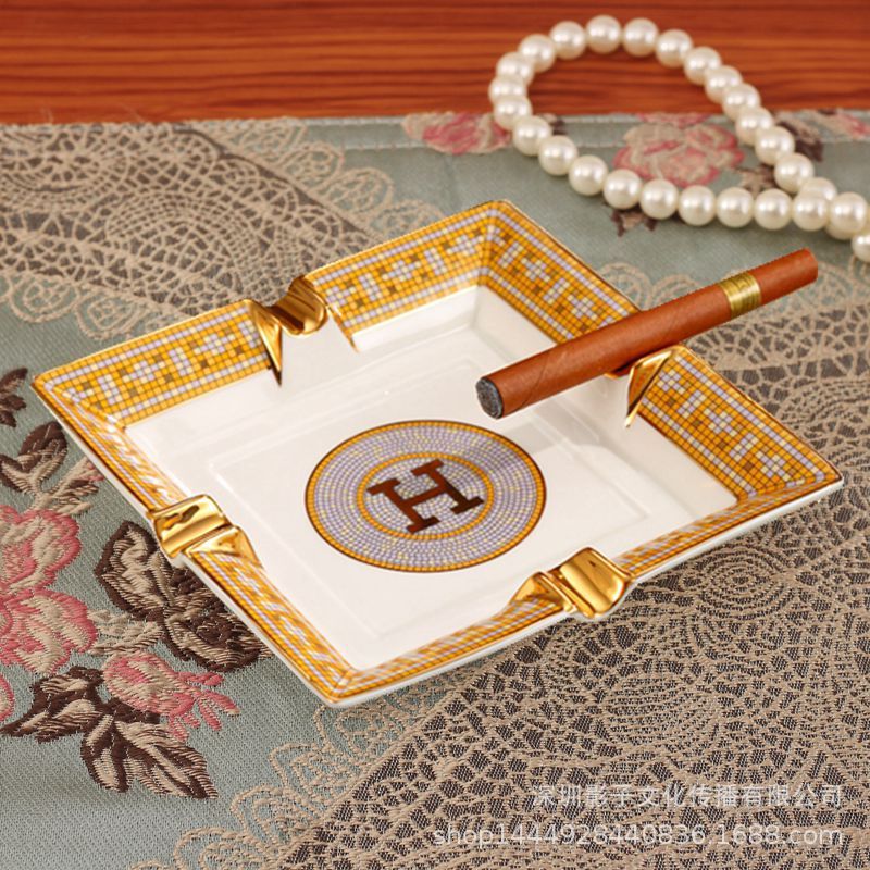 GZWJ New cigar ashtray made of ivory porcelain ceramic, a stylish gift for home decor, living room a