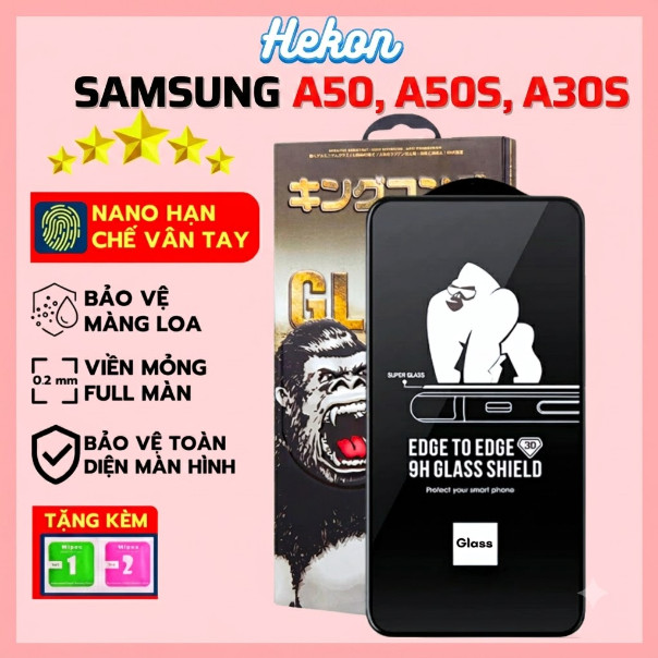 Cường lực Samsung A50, A50s, A30s hekon kính cường lực  full màn | Miếng kính dán bảo vệ màn hình ch
