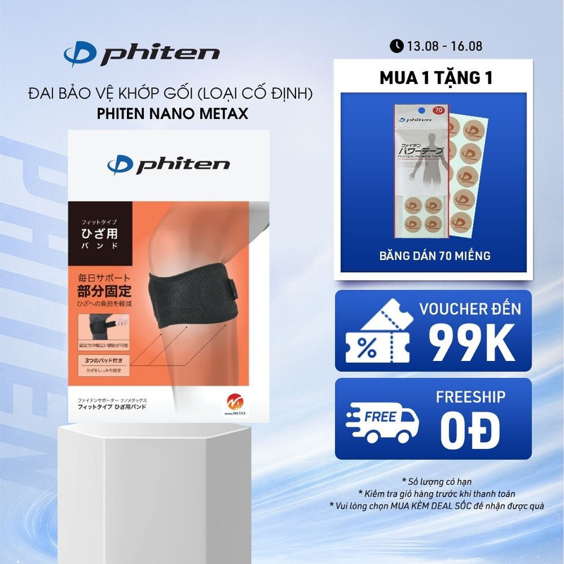 Đai Bảo Vệ Khớp Gối Loại Cố Định Phiten Nano Metax Knee Band Supporter Fit Type