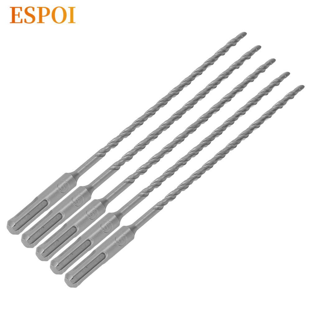 ESPOI 5 Mũi khoan búa quay, Mũi khoan tác động xoắn ốc sáo đôi dài 210mm, Sợi đôi loại chéo Đường kí