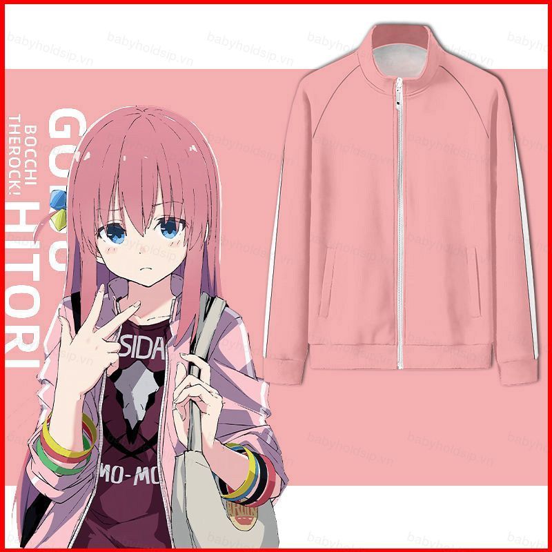 BS1 Bocchi The Rock Gotoh Hitori đứng lên cổ dây kéo áo khoác áo khoác quần mồ hôi SB1