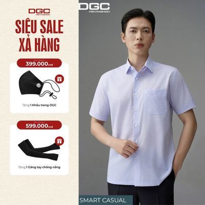 Áo Sơ Mi Ngắn Tay DGC Họa Tiết Dáng Suông, Vải Thoáng Mát, Thấm Hút Mồ Hôi Tốt - SASNBF12M