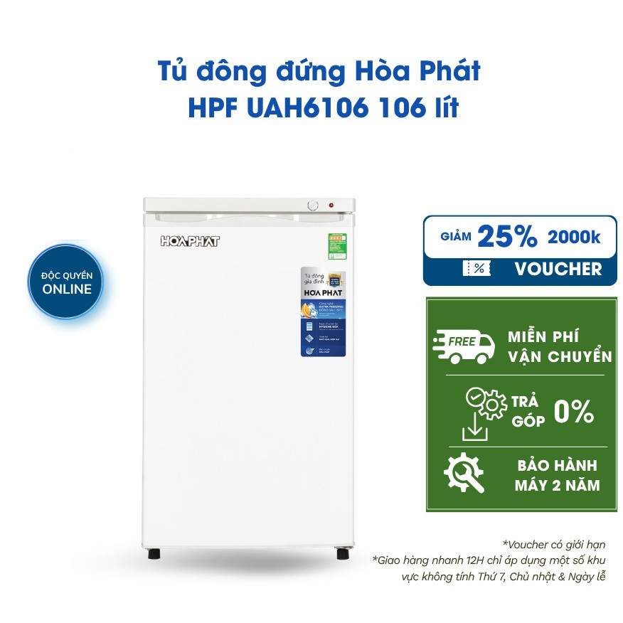 [Hỏa tốc 2h] Tủ đông đứng Hòa Phát HPF UAH6106 106 lít/UAH6147 147 lít/UAH6208 208 lít - BH chính hã