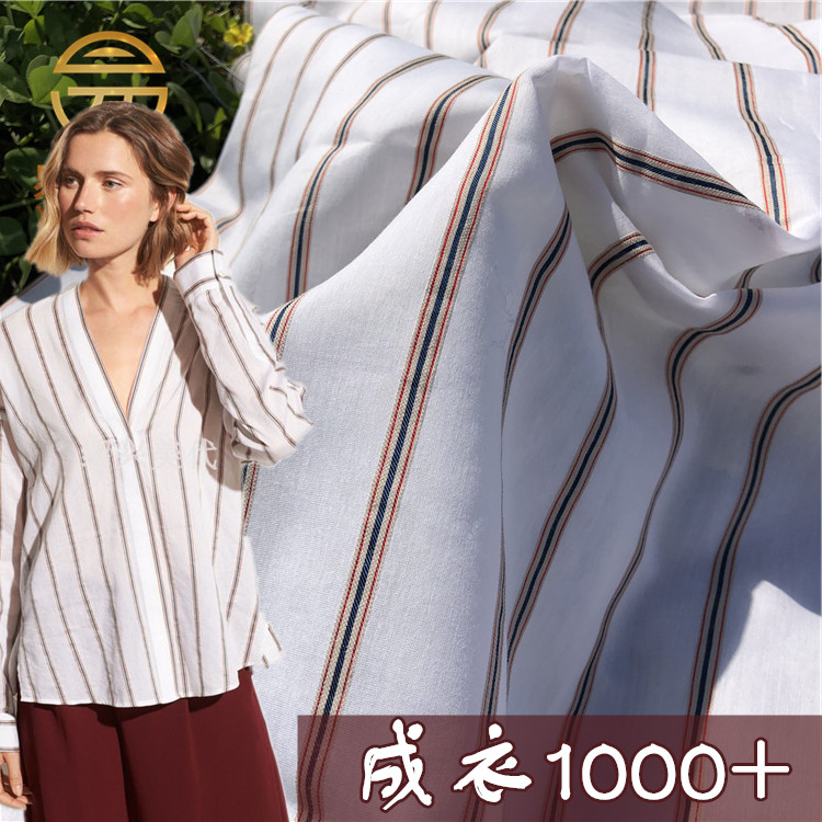 Vinc * Áo Sơ Mi Sọc Vải Lanh Lụa Cotton Pha Trộn Dâu Lụa Sợi Vải Vải Quần Áo Mùa Hè Mỏng