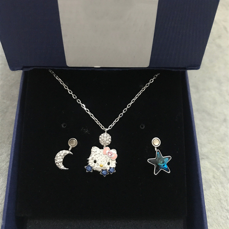 Hàng có sẵn [Túi quà tặng hộp] Vòng cổ mặt trăng hình ngôi sao biến thiên Swarovski Swarovski Hello 