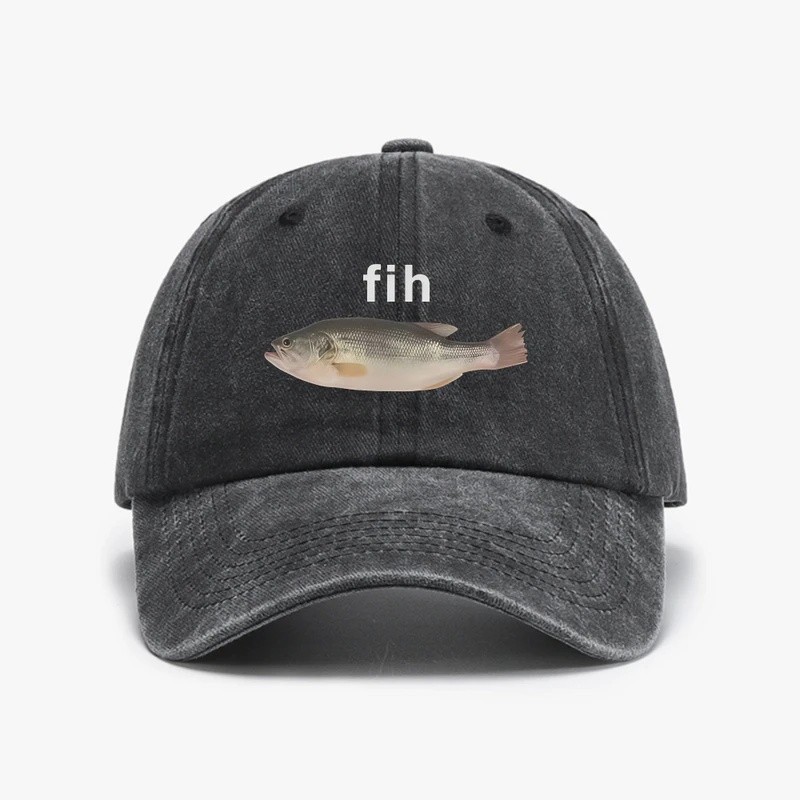 Ngộ nghĩnh Fih Fish Meme Retro Rửa Mũ Bóng Chày Thời Trang Mềm Mại Nữ Cao Bồi Mũ Dành Cho Nam