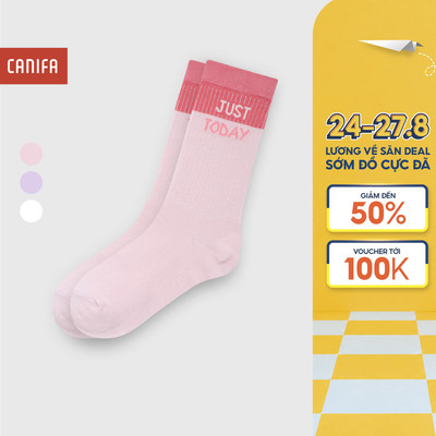 Tất bé gái CANIFA cổ cao phối màu in họa tiết 1AK25C002