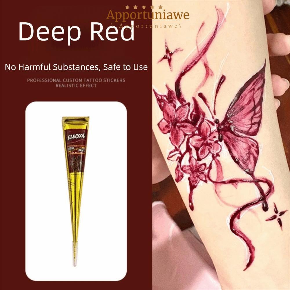 IAPPORTUNIA Henna Tattoo Cream, Black Brown Semi-permanent Henna Paste Cone, Henna Cream Tạm thời Dễ