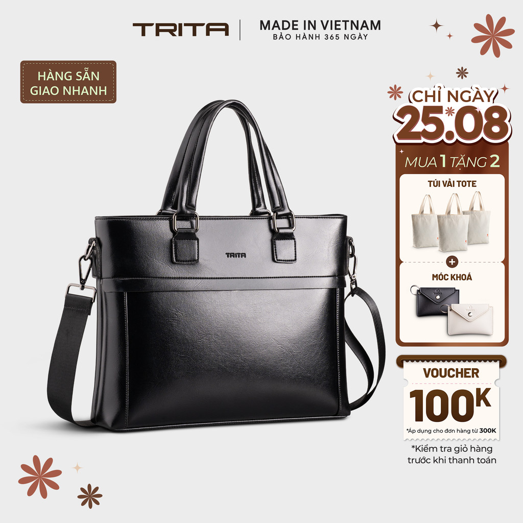 Cặp công sở Trita (Thời trang nam phong cách đựng vừa laptop 13 inch - Cặp da TCA25) Bagsmart