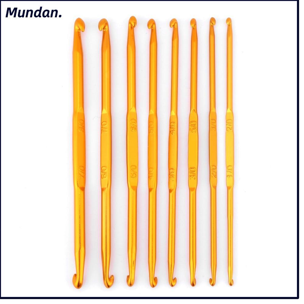 MUNDAN 8 Chiếc Móc Đan Bộ Kim, Nhôm Vàng Thiết Kế Hai Đầu Móc Hai Đầu, Chất Liệu Alumina Màu Vàng Al
