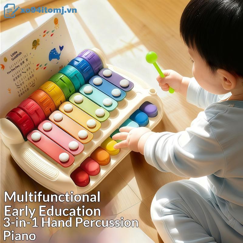 Xo94itomj Đồ chơi trẻ em Đồ chơi piano 3 trong 1 Đồ chơi piano cầm tay tám tông màu Đồ chơi cho bé N