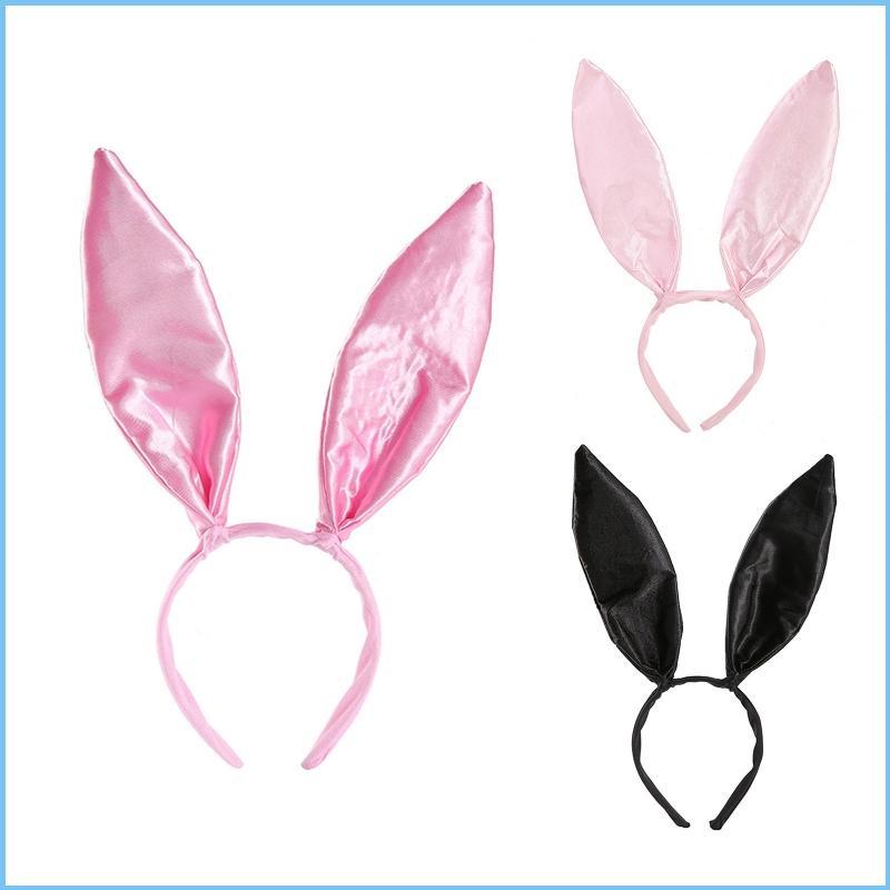 EZ Easter Bunny Ear Headband Satin Hair Hoop Bunny Cosplay Phụ kiện tóc
